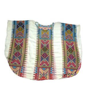 Malachite Boho/Western/Aztec Vibes Heavily Embroidered Poncho Top Women's O/S